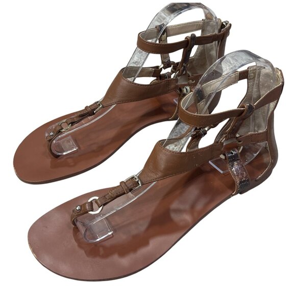 WHBM Aviva Gladiator Sandal Brown Snake size 8.5 Back Zip - Picture 5 of 11